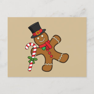 Dancing Gingerbread Man Feiertagspostkarte