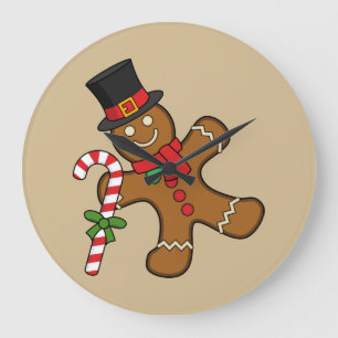Dancing Gingerbread Man Große Wanduhr