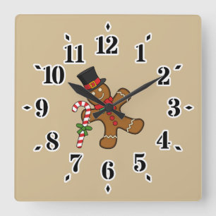 Dancing Gingerbread Man Quadratische Wanduhr