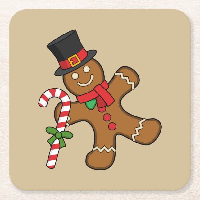 Dancing Gingerbread Man Rechteckiger Pappuntersetzer (Vorderseite)