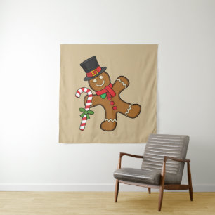Dancing Gingerbread Man Wandteppich
