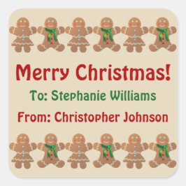 Dancing Gingerbrot Cookies Quadratischer Aufkleber