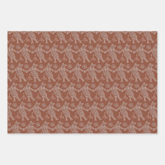 Dancing Gingerbrot Katzen Wrapping Paper Geschenkpapier Set