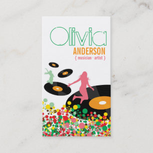 Dancing Girls Retro Vinyl Pop Dots Artist Business Visitenkarte