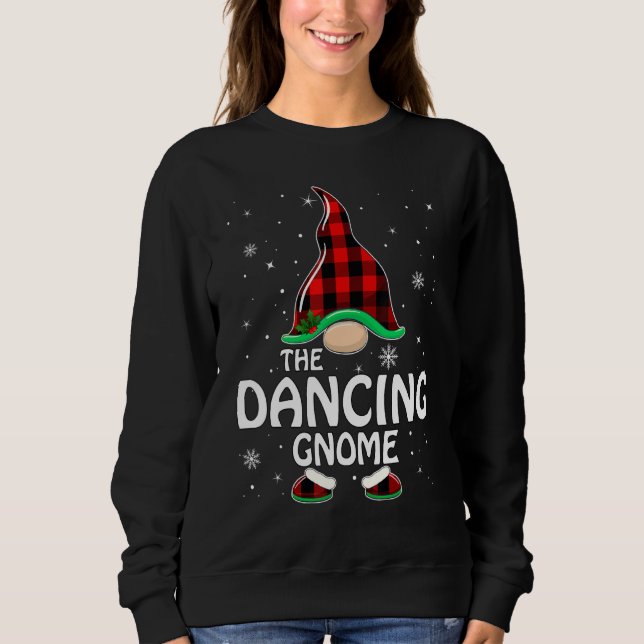 Dancing Gnome Buffalo Kariert Matching Family Chri Sweatshirt (Vorderseite)