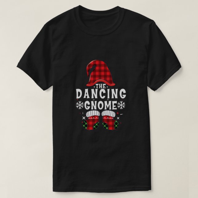 Dancing Gnome Buffalo Kariert Matching Weihnachtsf T-Shirt (Design vorne)
