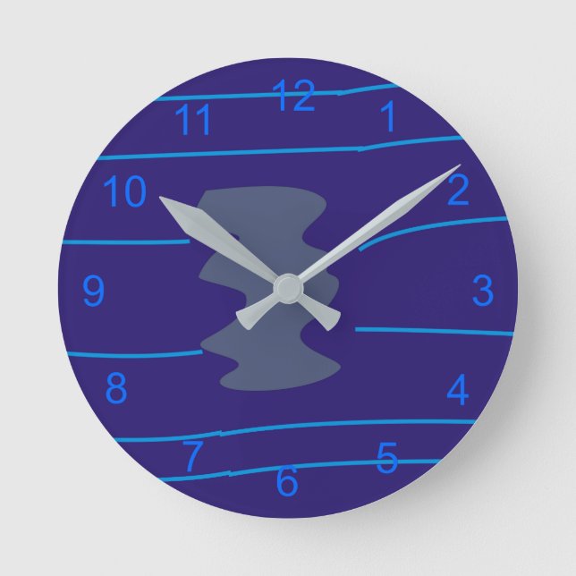 Dancing Goddess River Blue Neon Tribal Minimalisti Runde Wanduhr (Vorderseite)