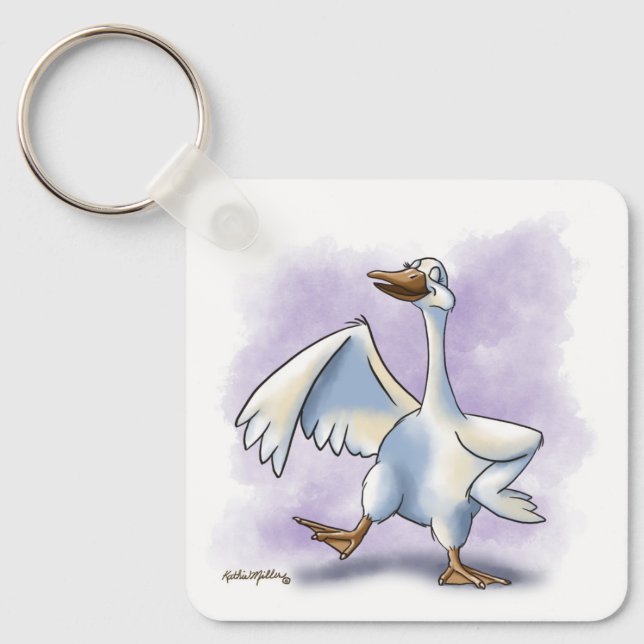 Dancing Goose Cartoon Schlüsselanhänger (Vorderseite)