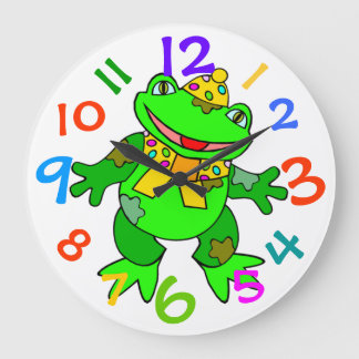 Dancing Green Frog Kids Clock farbenfrohe Zahlen Große Wanduhr