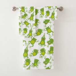 Dancing Green Frogs Badhandtuch Set