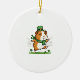 Dancing Guinea Pig Leprechaun St.Patrick's Day Keramik Ornament