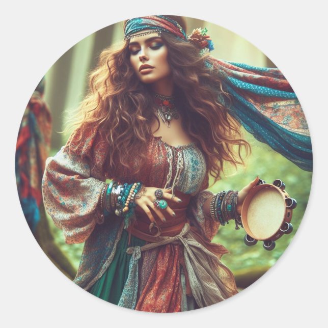 DANCING GYPSI RUNDER AUFKLEBER (Vorderseite)