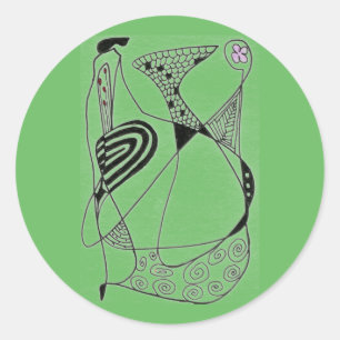 "Dancing Hen on Green" Abstrakte Design Sticker