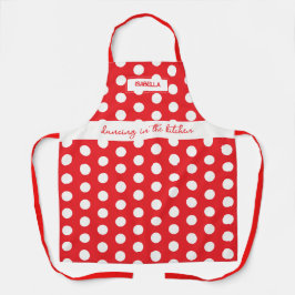 "Dancing in Kitchen" - Red Polka Dot Schürze