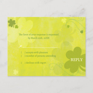 Dancing Irish Kleeblatts Wedding RSVP Einladungspostkarte
