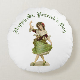 Dancing Irish Lass Round Pillow Rundes Kissen