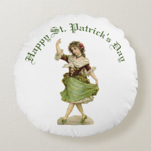 Dancing Irish Lass Round Pillow Rundes Kissen