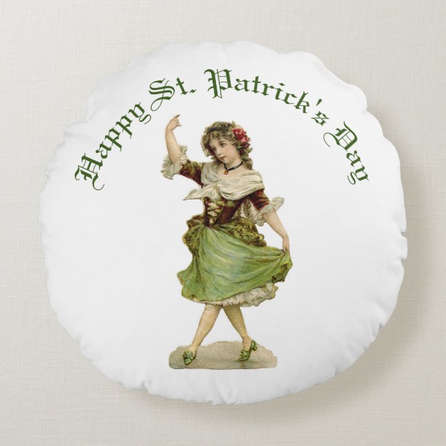 Dancing Irish Lass Round Pillow Rundes Kissen (Vorderseite)
