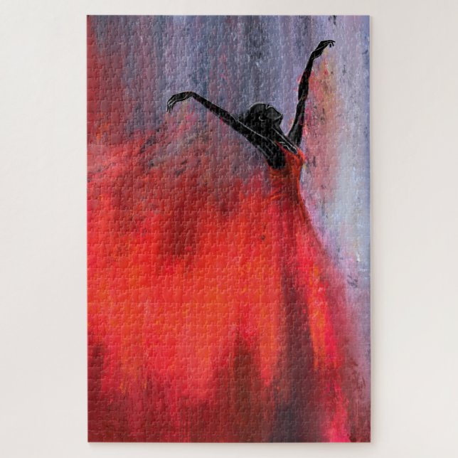 Dancing Lady in Red - Abstraktes Original Malerei Puzzle (Vertikal)