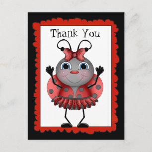 Dancing Ladybug danke Postcard Postkarte