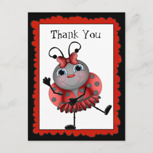 Dancing Ladybug danke Postcard Postkarte