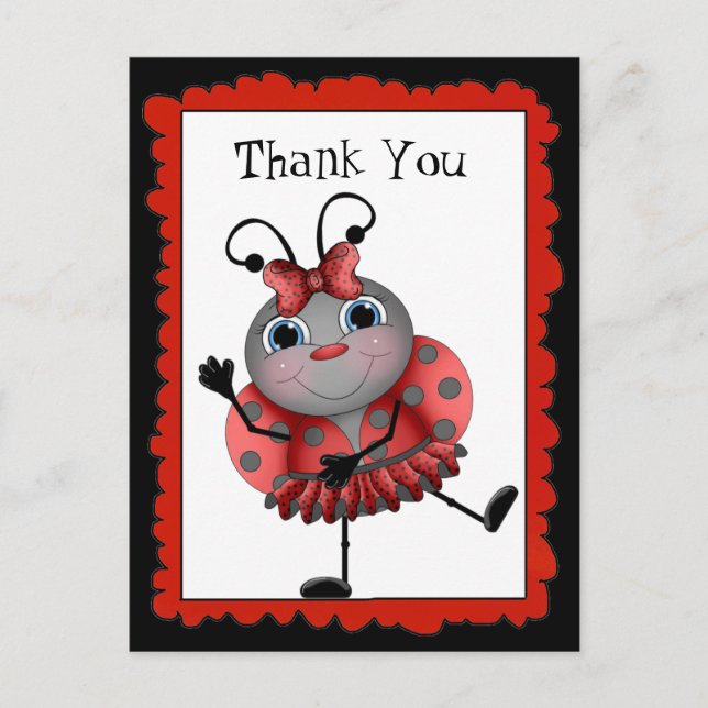 Dancing Ladybug danke Postcard Postkarte (Vorderseite)