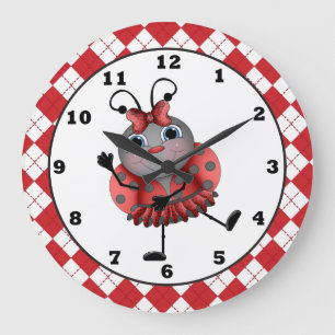 Dancing Ladybug fun wall clock Große Wanduhr