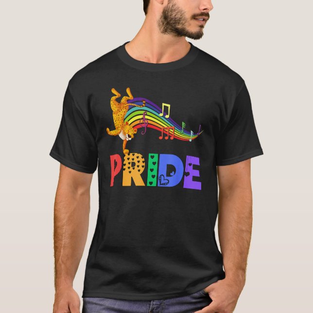 Dancing Leopard Pride Dad Rainbow Men Women Girls  T-Shirt (Vorderseite)