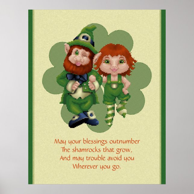 Dancing Leprecauns Pixel Art St. Patrick's Day Poster (Vorne)