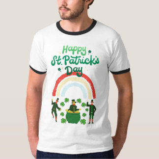 "Dancing Leprechuns & Rainbow - St. Patrick's Day T-Shirt