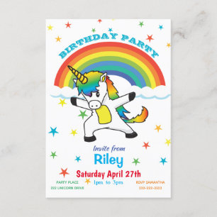 Dancing Magical Unicorn Rainbow & Stars Einladung