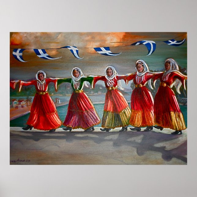 "Dancing Maidens, Skiathos" Poster (Vorne)