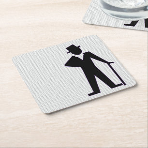 Dancing Man Silhouette mit Top Hat und Cane Rechteckiger Pappuntersetzer