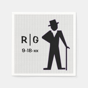 Dancing Man Silhouette Top Hat & Cane Custom Serviette
