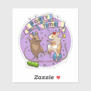 Dancing Mäuse Party Time Banner Confetti & Balloon Aufkleber