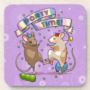 Dancing Mäuse Party Time Banner Confetti & Balloon Getränkeuntersetzer