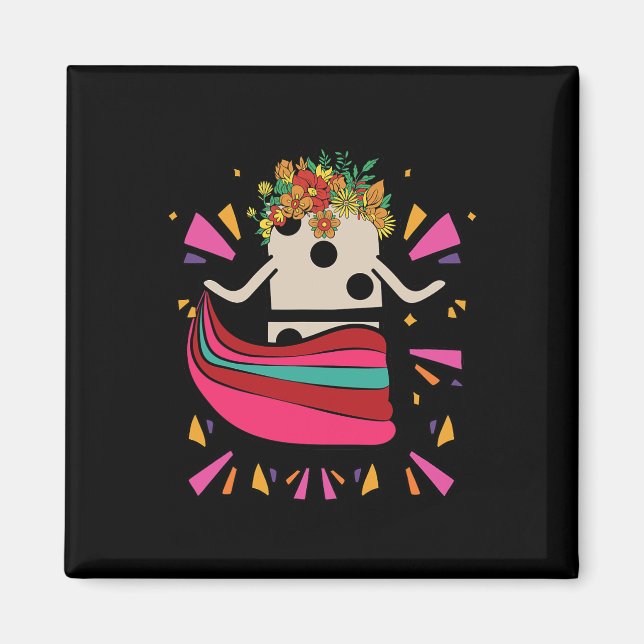Dancing Mexican Train Domino Blume Funny Glocke Magnet (Vorne)