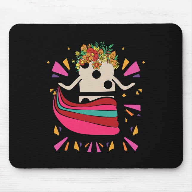 Dancing Mexican Train Domino Blume Funny Glocke Mousepad (Vorne)
