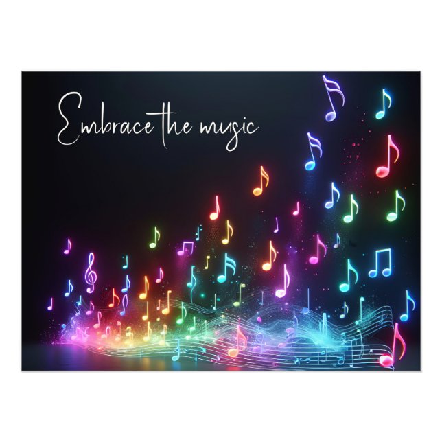 Dancing Neon Musical Notes with Quote Fotodruck (Vorne)