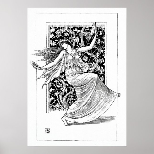 Dancing Nymph - Vintage Schwarz-Weiß-Kunst Poster (Vorne)