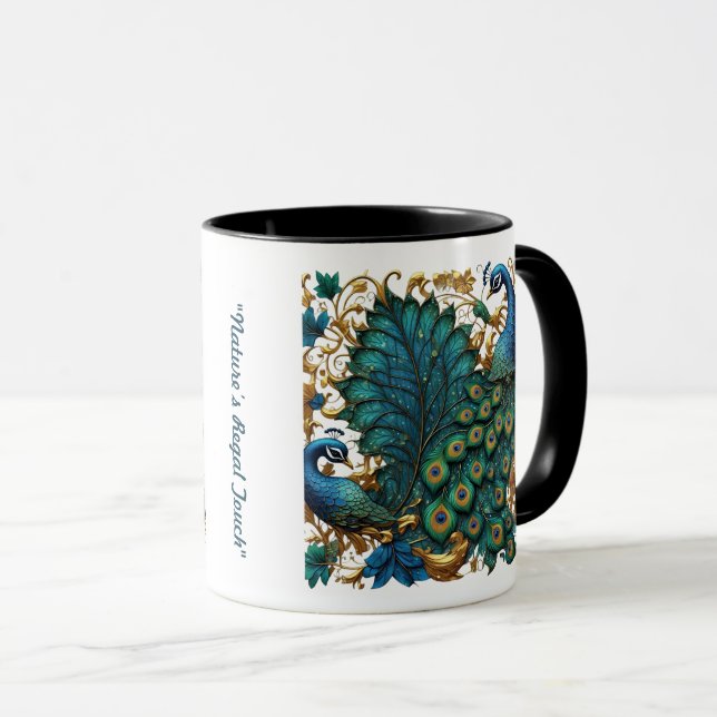 "Dancing Peacock Elegance" Tasse (VorderseiteRechts)