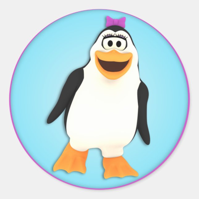 Dancing Penguin Girl Penny Sticker (Vorderseite)