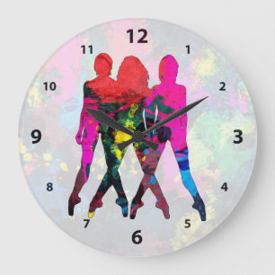 Dancing People Abstract Colors Clock Große Wanduhr