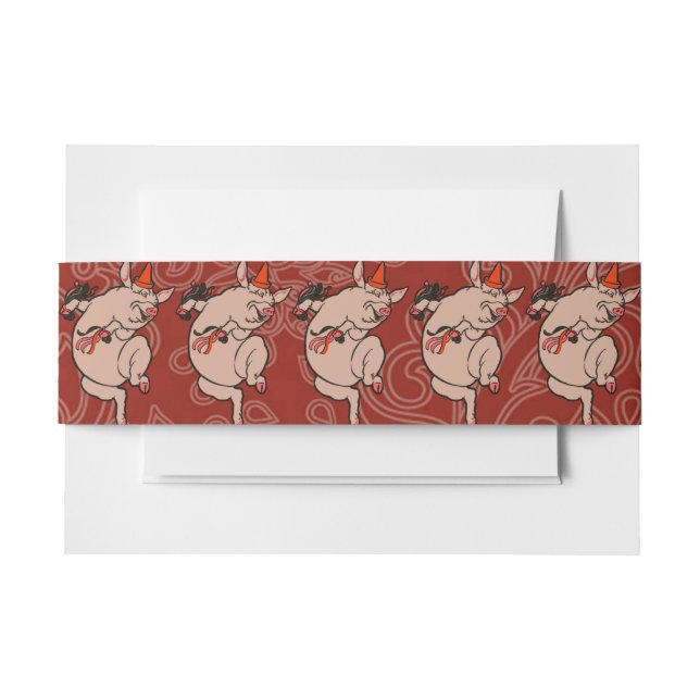 Dancing Pig Antique Niedlich Dancer Einladungsbanderole (Vorderseite Beispiel)