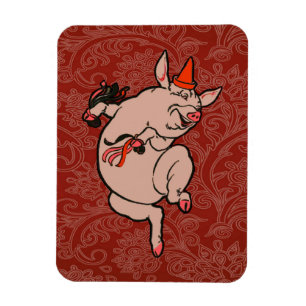 Dancing Pig Antique Niedlich Dancer Magnet