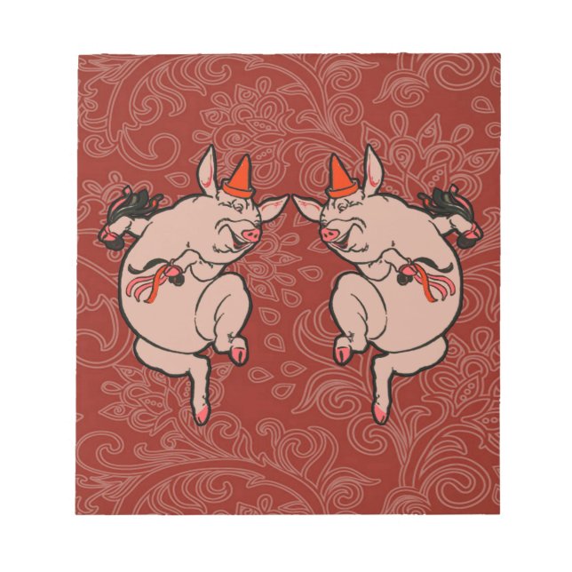 Dancing Pig Antique Niedlich Dancer Notizblock (Vorderseite)