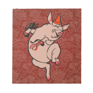 Dancing Pig Antique Niedlich Dancer Notizblock
