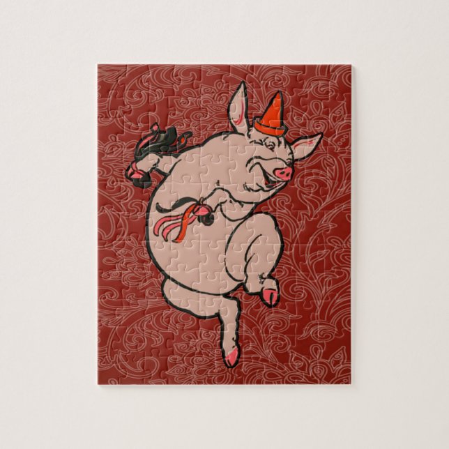 Dancing Pig Antique Niedlich Dancer Puzzle (Vertikal)