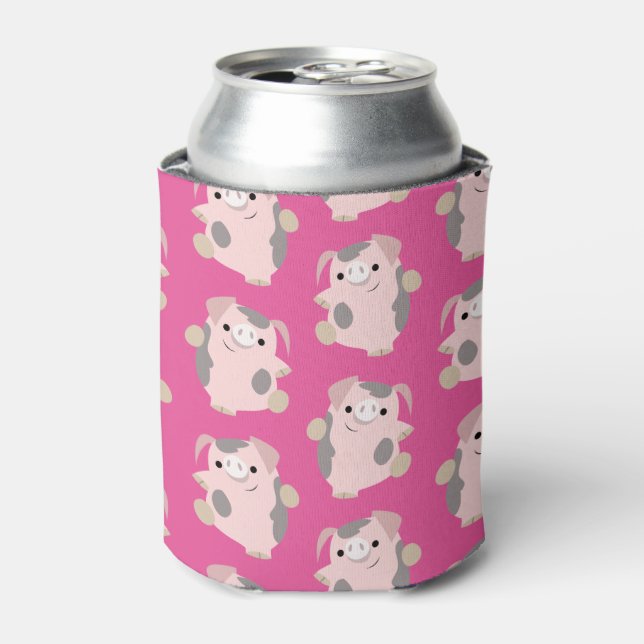 Dancing Pig Wiederholmuster Dose/Flasche Cooler Dosenkühler (Kanne Vorderseite)
