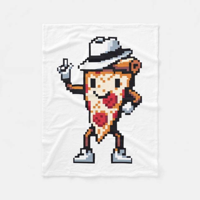 Dancing Pizza Slice - Funny Pixel Art Food Design Fleecedecke (Vorderseite)